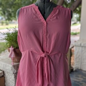 Torrid Pink Button-Down Tie-Front Blouse